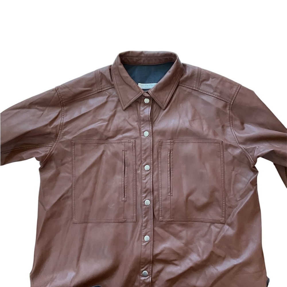 Free People We The Free Easy Rider Faux Leather Shacket Brown, M - Picture 8 of 15